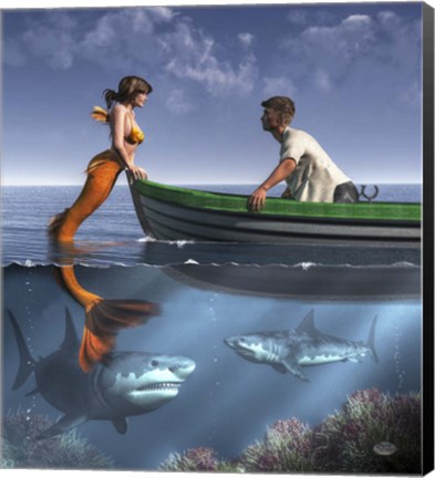 Framed Mermaid And Her Pets Print