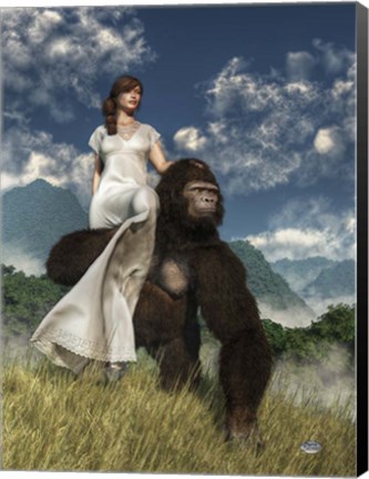 Framed Ape And Girl Print