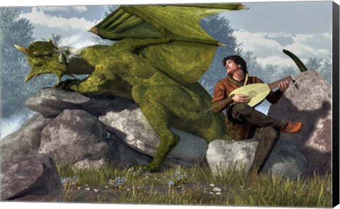 Framed Bard And Dragon Print