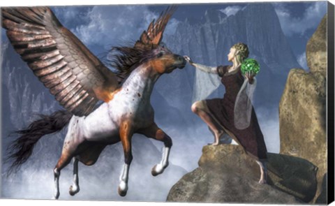 Framed Elf Summoning A Pegasus Print