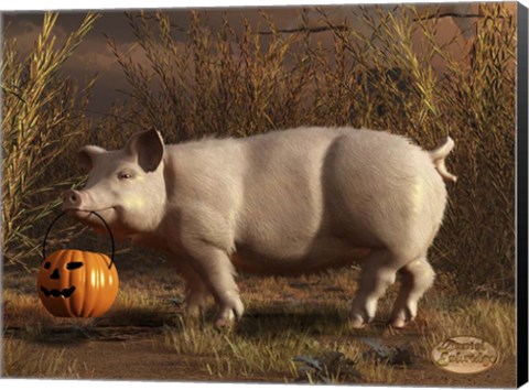 Framed Halloween Pig Print