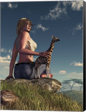 Framed Miniature Giraffe Print