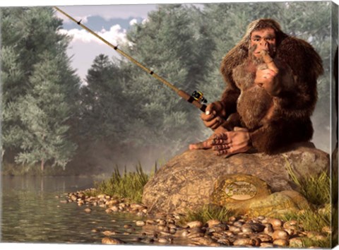 Framed Squatch Fishing Print