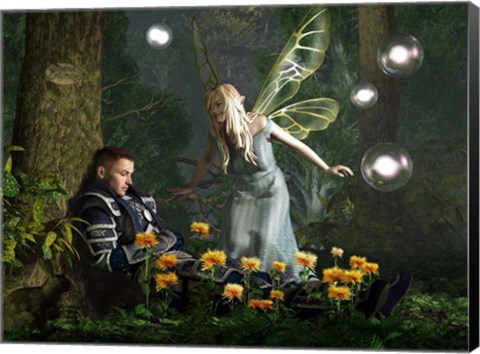 Framed Knight And The Faerie Print