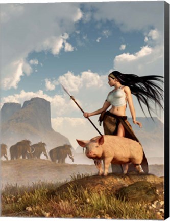 Framed Savage Hunting Pig Print