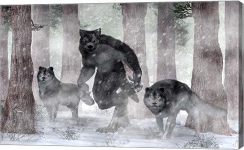 Framed Werewolf And Wolves Print