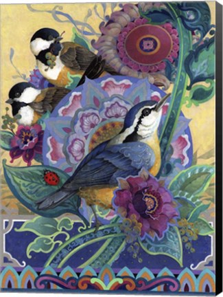 Framed Garden Bird Trio Print