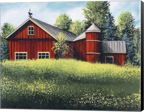 Framed Red Barn Summer 1 Print