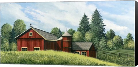 Framed Red Barn Summer 2 Print