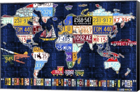 Framed World Map 2016 Augustine Print