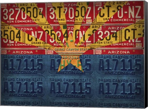 Framed Arizona State Flag License Plates Print