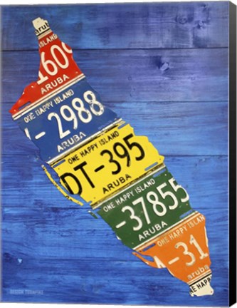 Framed Aruba License Plate Map Print