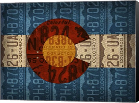Framed Colorado State Flag License Plates Print