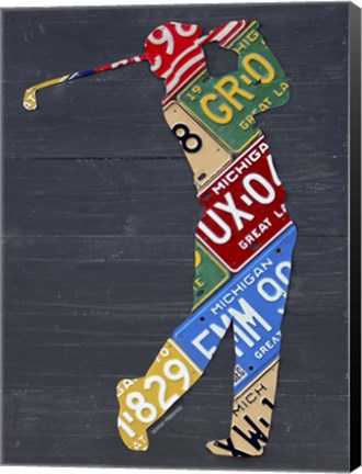 Framed Golfer License Plateart Print