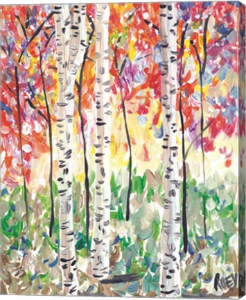 Framed Colorful Birch Forest Print