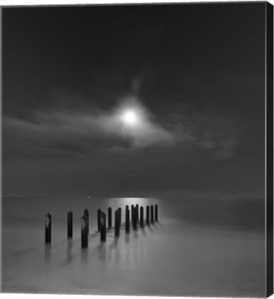 Framed Eighteen Pilings Beneath the Rising Moon Print