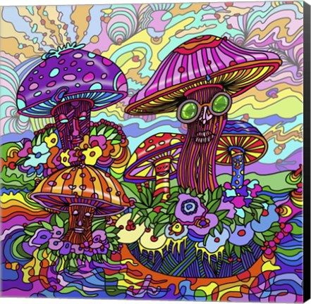 Framed Pop Art - Mushrooms Print