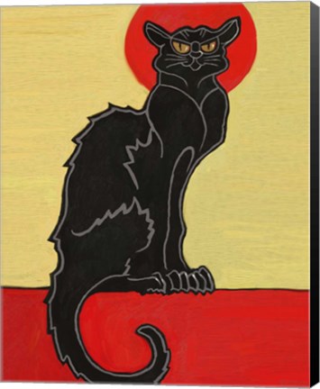 Framed Black Cat Red Moon Print