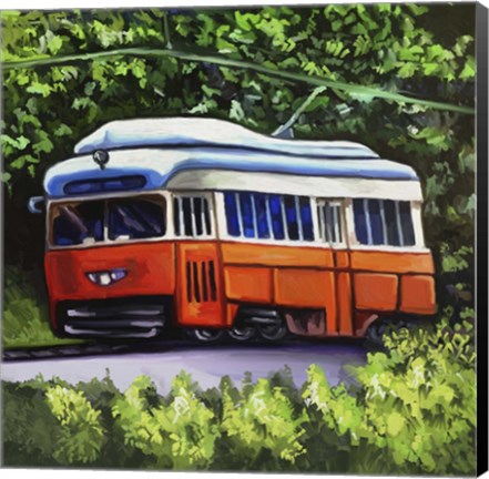 Framed Orange Trolley Print