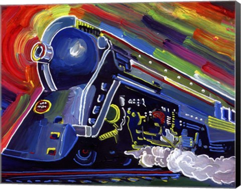 Framed Pop Art Blue Train Print