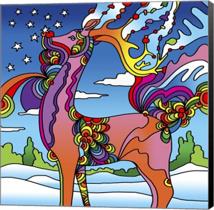 Framed Pop Art Reindeer Print