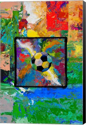 Framed Window into the Soccer Universe-  Red and Green Football Print