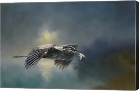 Framed Blue Herons Catch Of The Day Print