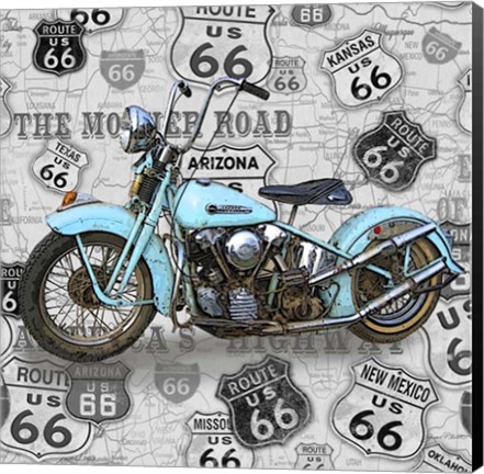 Framed Vintage Motorcycles on Route 66-E Print