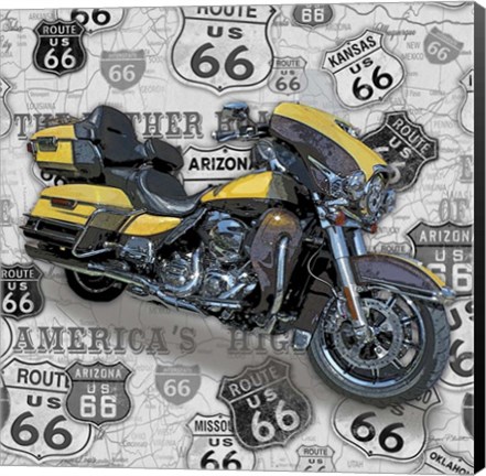 Framed Vintage Motorcycles on Route 66-F Print