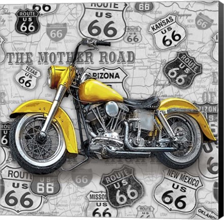 Framed Vintage Motorcycles on Route 66-V Print