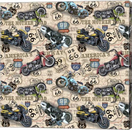 Framed Vintage Motorcycles on Route 66-Y Print