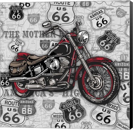Framed Vintage Motorcycles on Route 66-1 Print
