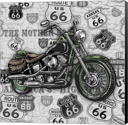 Framed Vintage Motorcycles on Route 66-2 Print