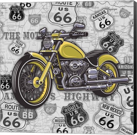 Framed Vintage Motorcycles on Route 66-5 Print