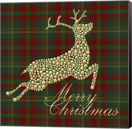 Framed Merry Christmas Plaid - Gold Print
