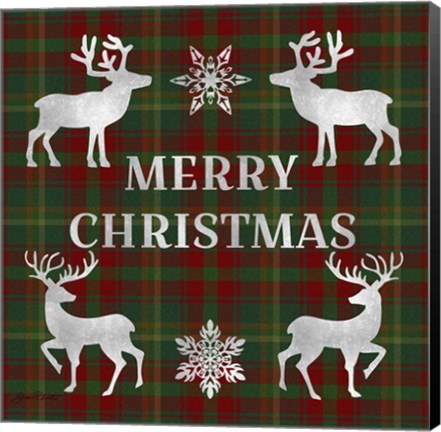 Framed Merry Christmas Plaid - silver Print