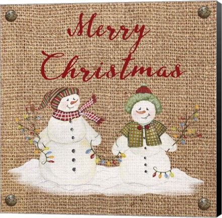 Framed Christmas on Burlap- Merry Christmas 3 Print