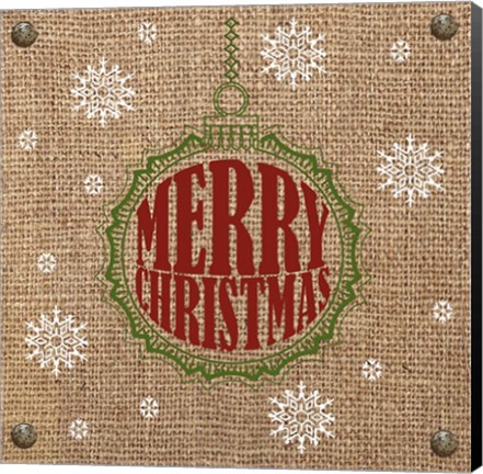 Framed Christmas on Burlap - Merry Christmas 1 Print