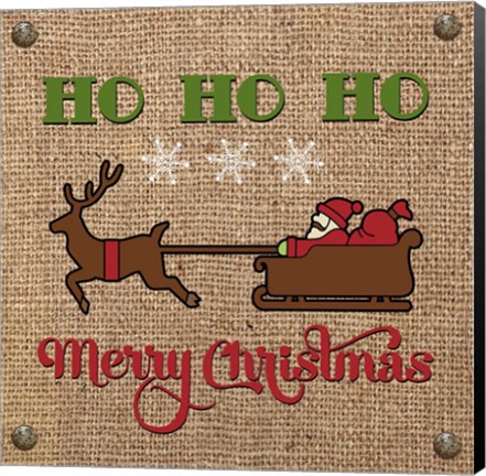 Framed Christmas on Burlap - Ho Ho Ho Print