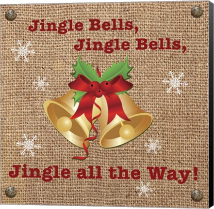 Framed Christmas on Burlap - Jingle Bells Print