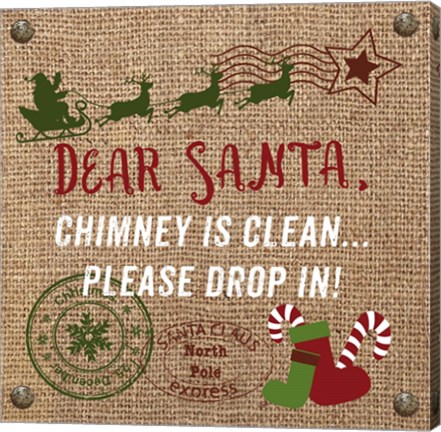Framed Christmas on Burlap - Dear Santa Print