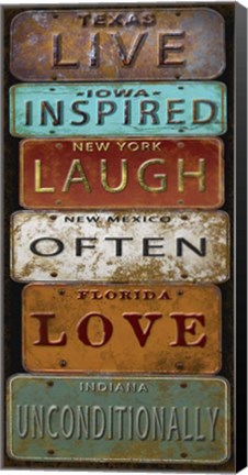 Framed Laugh Live Inspired License Plate Print