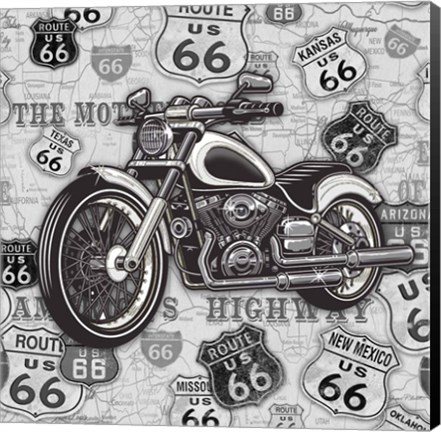 Framed Vintage Motorcycles on Route 66-11 Print