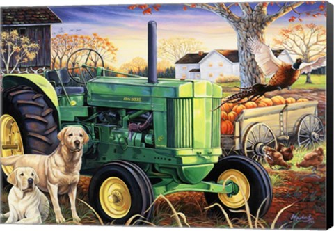 Framed John Deer Pups Print