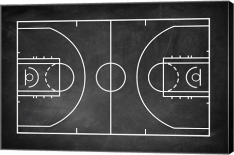 Framed Basketball Court Chalkboard Background Print