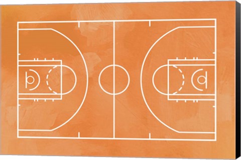 Framed Basketball Court Orange Paint Background Print