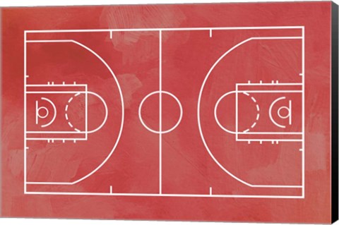 Framed Basketball Court Red Paint Background Print