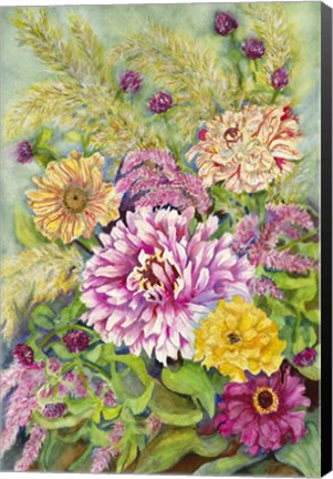 Framed Veriegated Zinnias Print