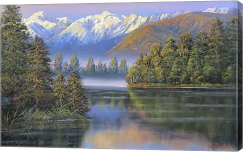 Framed Lake Matheson Reflections Print