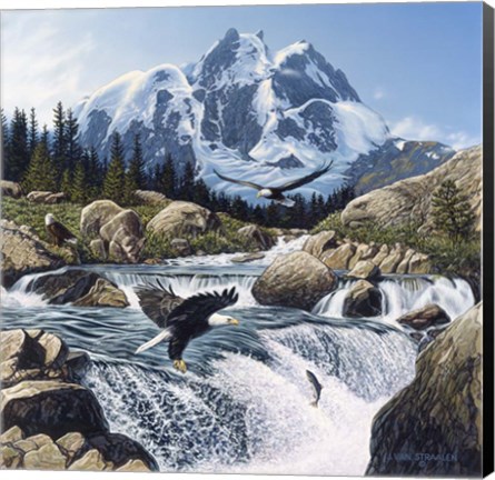 Framed Fishing At Eagle Rocks Print